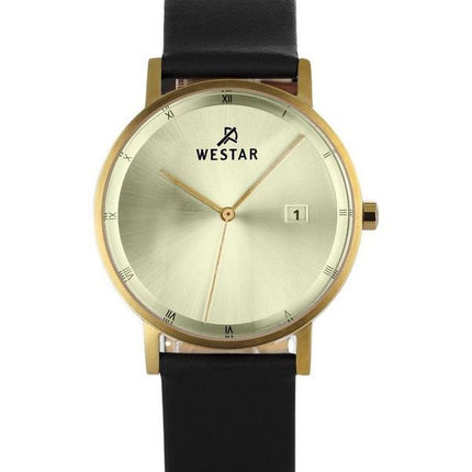 Westar Profile Black Læderrem Light Champagne Dial Quartz 50221GPN102 Herreur