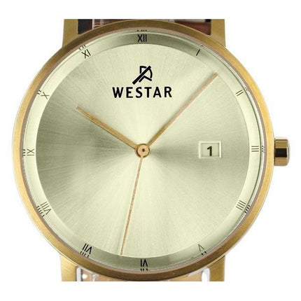 Westar Profile Black Læderrem Light Champagne Dial Quartz 50221GPN102 Herreur
