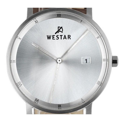Westar profil læderrem Silver Dial Quartz 50221STN107 herreur