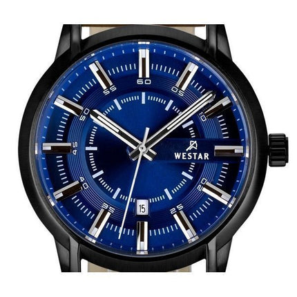 Westar profil læderrem Blue Dial Quartz 50228BBN184 herreur