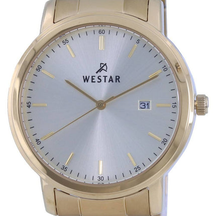 Westar Silver Dial Gold Tone Rustfrit Steel Quartz 50243 GPN 102 herreur