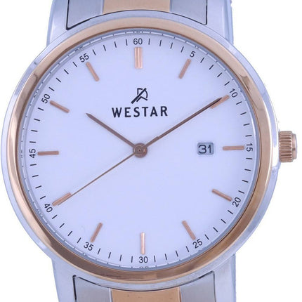 Westar White Dial Two Tone Rustfrit Steel Quartz 50243 SPN 601 herreur