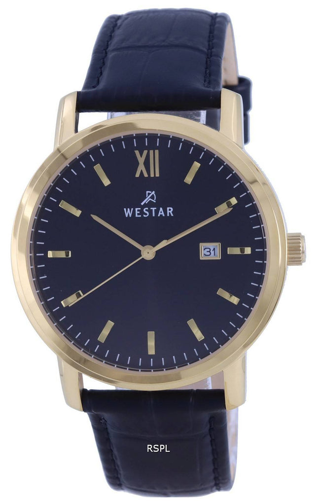 Westar Black Dial Gold Tone Rustfrit Steel Quartz 50244 GPN 103 herreur