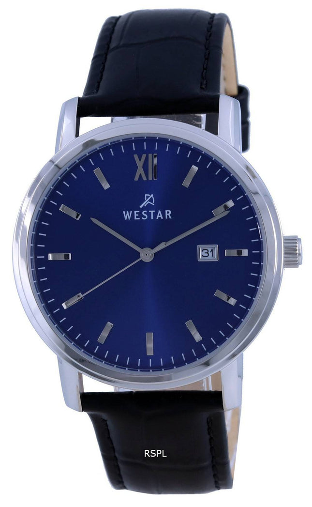 Westar Blue Dial LÃ¦derrem Quartz 50244 STN 104 herreur