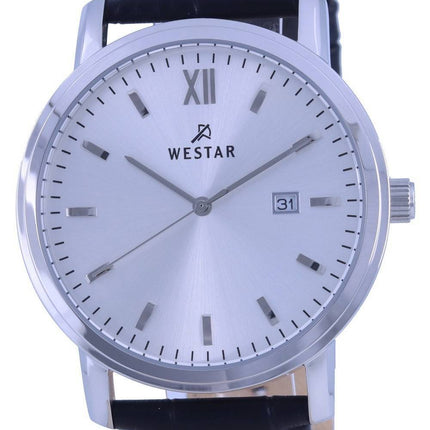 Westar hvid skive lÃ¦derrem Quartz 50244 STN 107 herreur