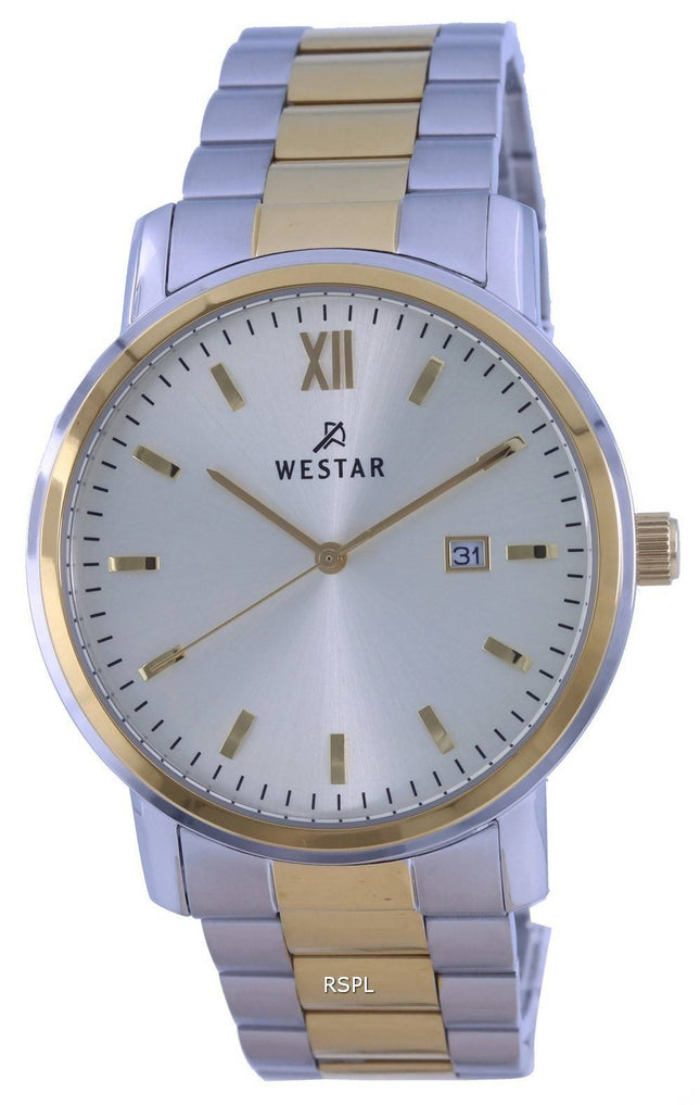 Westar Silver Dial Two Tone Rustfrit Steel Quartz 50245 CBN 102 herreur