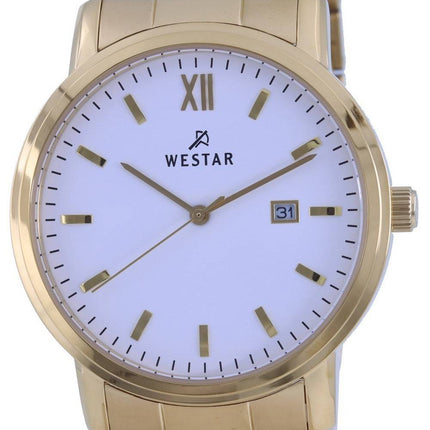 Westar White Dial Gold Tone Rustfrit Steel Quartz 50245 GPN 101 herreur