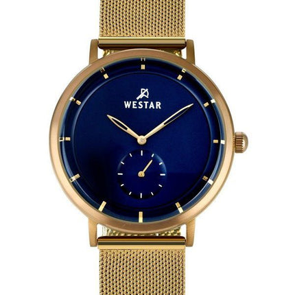 Westar Profile Gold Tone rustfrit stål Blue Dial Quartz 50247BZZ104 herreur