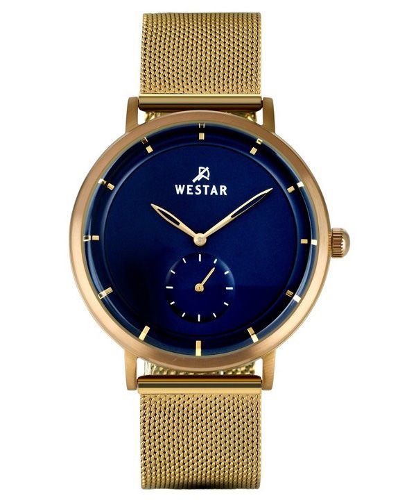Westar Profile Gold Tone rustfrit stål Blue Dial Quartz 50247BZZ104 herreur