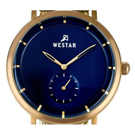 Westar Profile Gold Tone rustfrit stål Blue Dial Quartz 50247BZZ104 herreur