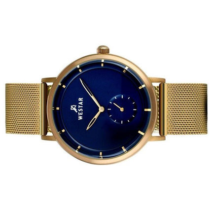 Westar Profile Gold Tone rustfrit stål Blue Dial Quartz 50247BZZ104 herreur