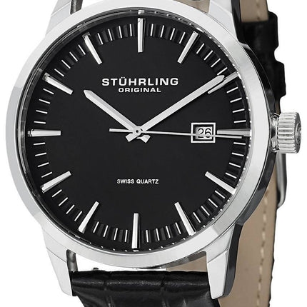Stuhrling Original klassisk Ascot 42 schweizisk Quartz dato Display 555A.01 Herreur