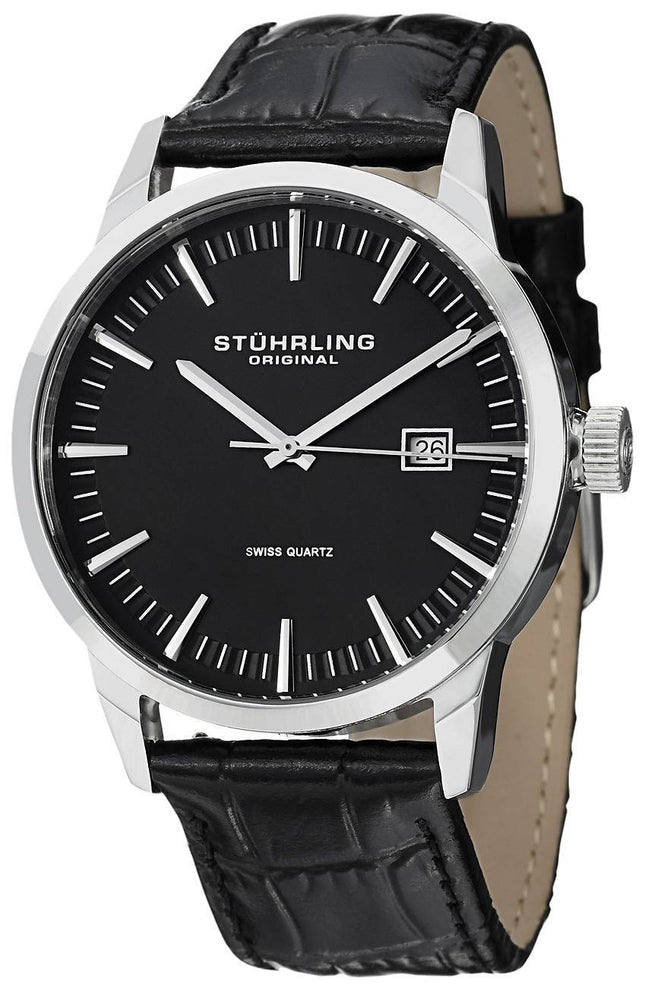 Stuhrling Original klassisk Ascot 42 schweizisk Quartz dato Display 555A.01 Herreur