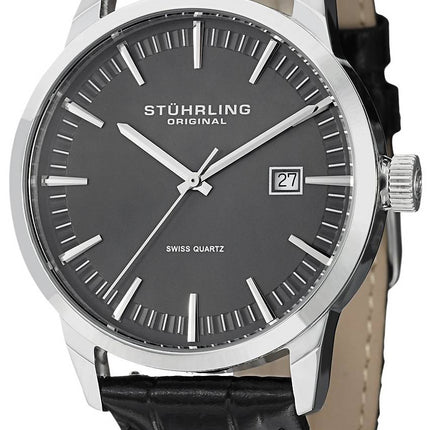 Stuhrling Original klassisk Ascot 42 schweizisk Quartz dato Display 555A.02 Herreur