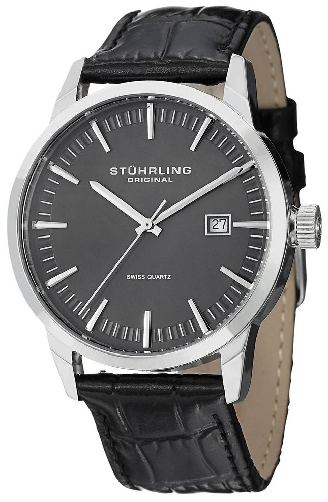 Stuhrling Original klassisk Ascot 42 schweizisk Quartz dato Display 555A.02 Herreur