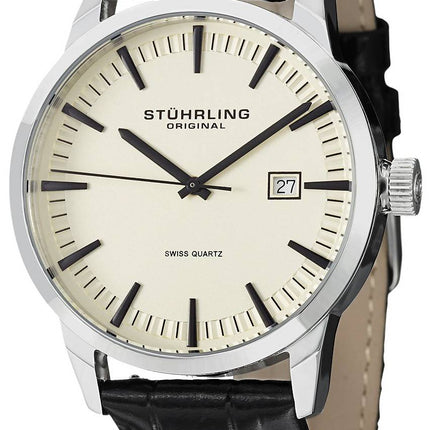 Stuhrling Original klassisk Ascot 42 schweizisk Quartz dato Display 555A.03 Herreur