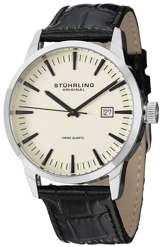 Stuhrling Original klassisk Ascot 42 schweizisk Quartz dato Display 555A.03 Herreur