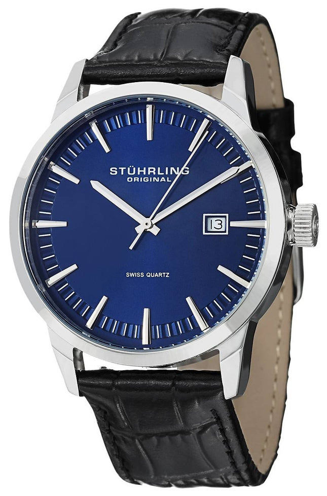 Stuhrling Original klassisk Ascot 42 schweizisk Quartz dato Display 555A.04 Herreur