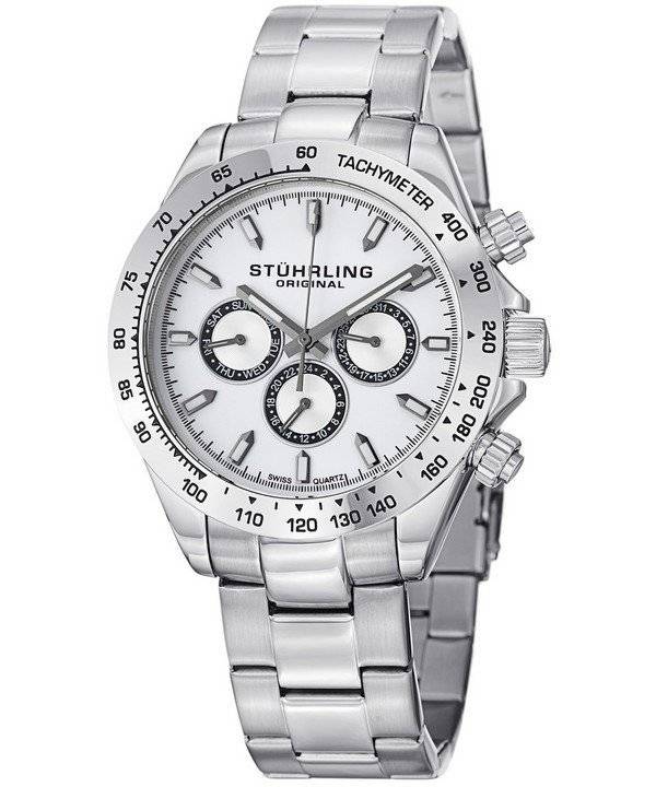 Stuhrling Original Raceway schweizisk Quartz Tachymeter skala 564.01 Herreur