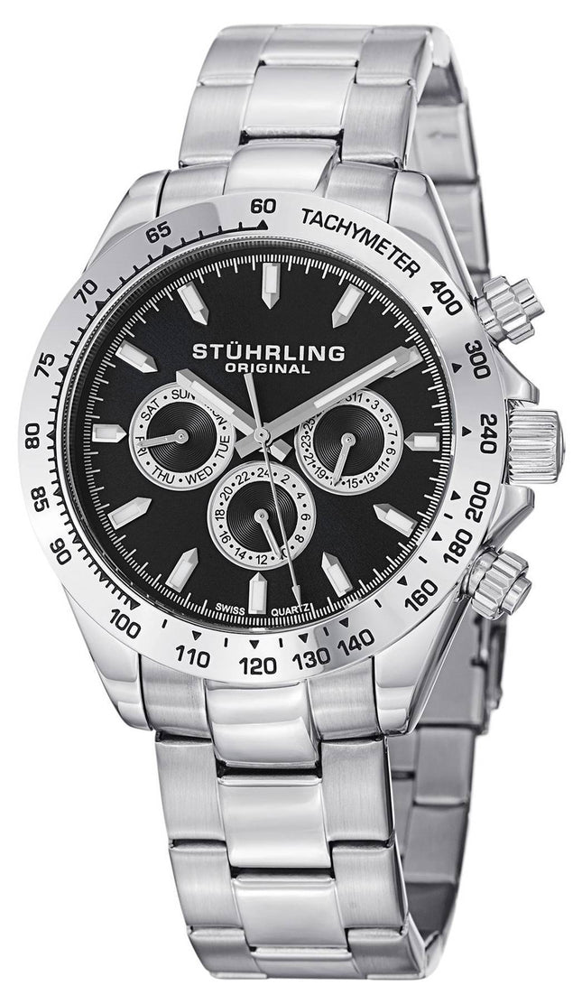 Stuhrling Original Concorso Raceway schweizisk Quartz Tachymeter 564.02 Herreur