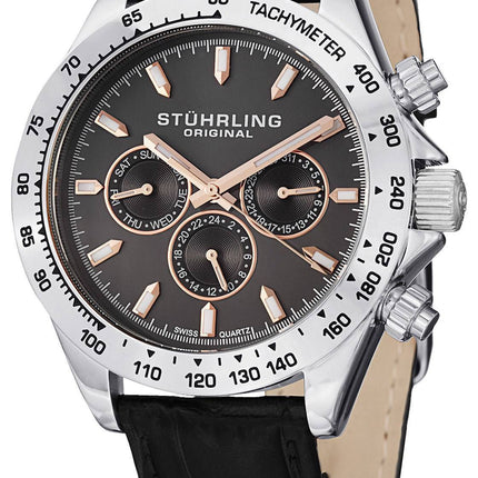 Stuhrling Original triumf klassiske schweiziske kvarts multifunktions grå Dial 564L.01 Herreur