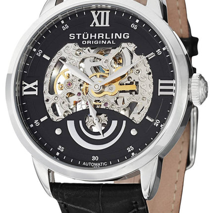 Stuhrling Original Executive II automatisk sort skelet Dial 574.02 Herreur