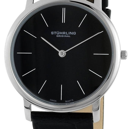Stuhrling Original Ascot schweizisk Quartz Ultra tynd sort urskive 601.33151 Herreur