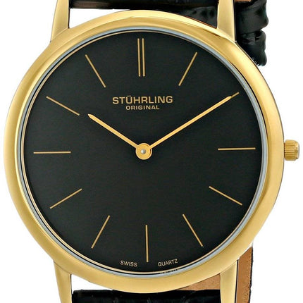 Stuhrling Original Ascot schweizisk Quartz Ultra tynd sort urskive 601.33351 Herreur