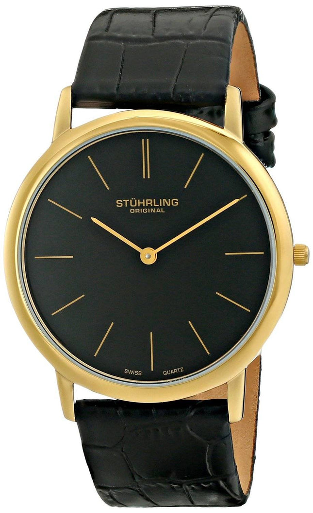 Stuhrling Original Ascot schweizisk Quartz Ultra tynd sort urskive 601.33351 Herreur