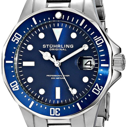 Stuhrling Original Aquadiver 200M kvarts dato 664.02 Herreur