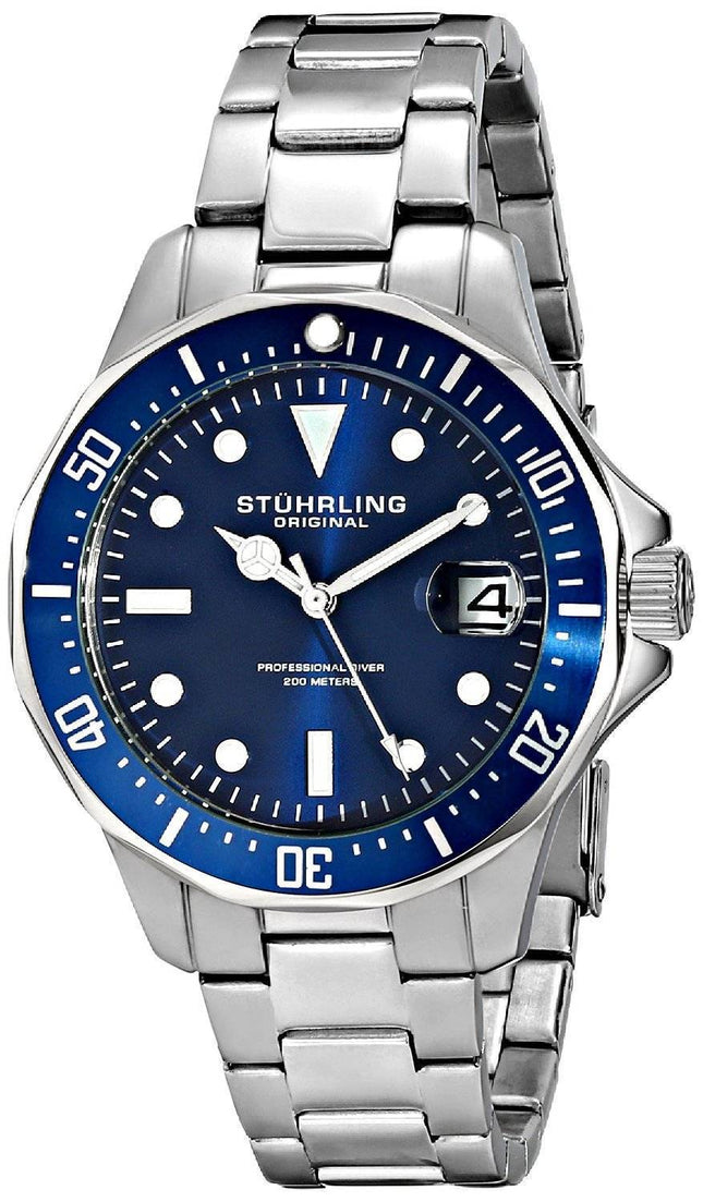 Stuhrling Original Aquadiver 200M kvarts dato 664.02 Herreur
