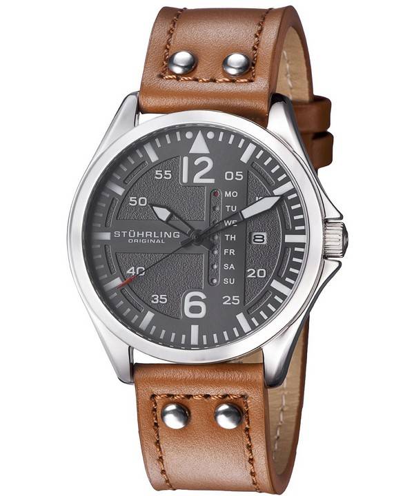 Stuhrling Original Aviator kvarts dag og dato 699.02 mænds ur
