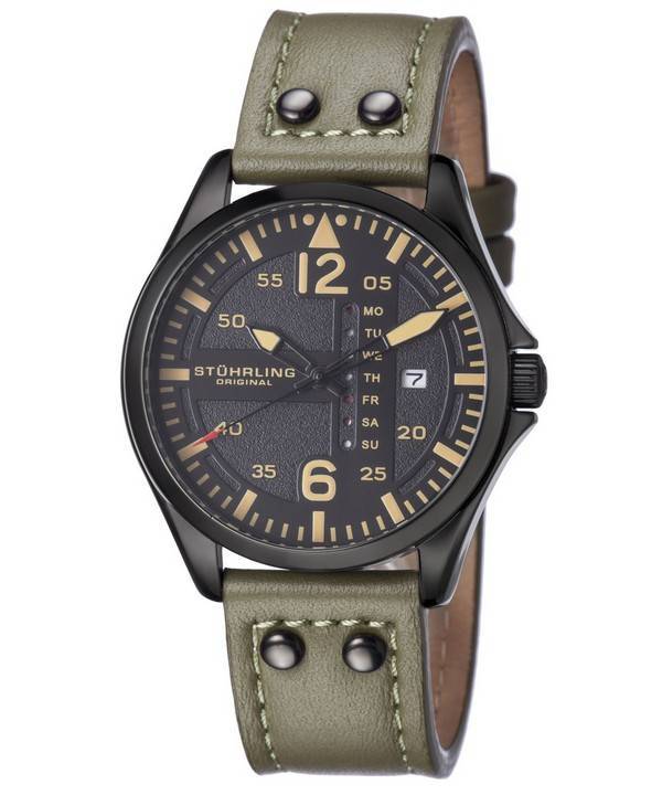 Stuhrling Original Aviator kvarts dag og dato 699.03 mænds ur