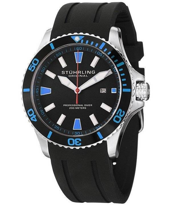 Stuhrling Original Regatta Bracera professionel dykker 200M kvarts 706.02 Herreur