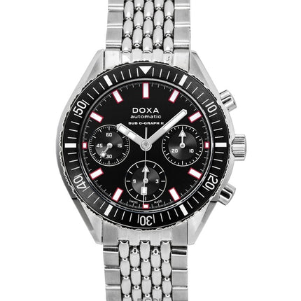 Doxa Sub 200 C-Graph II Sharkhunter sort urskive automatisk dykkerur 797.10.101.10 200M herreur med ekstra rem