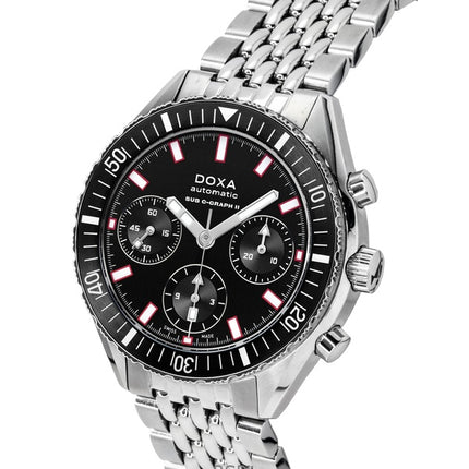 Doxa Sub 200 C-Graph II Sharkhunter sort urskive automatisk dykkerur 797.10.101.10 200M herreur med ekstra rem