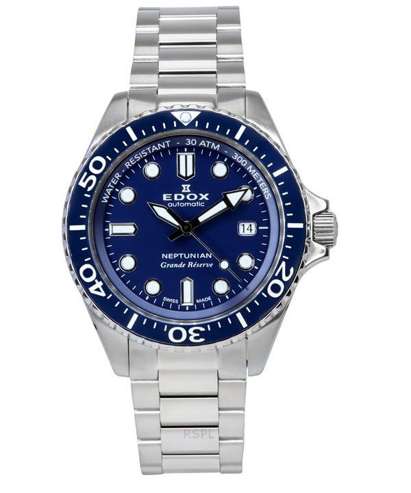 Edox Neptunian Grande Reserve Blue Dial Automatic Diver&#39,s 80801 3BUM BUIN 300M herreur