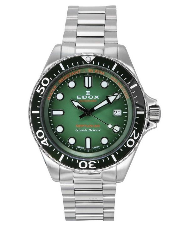 Edox Neptunian Grande Reserve Date Green Dial Automatic Diver's 80801 3VM VDN 300M herreur