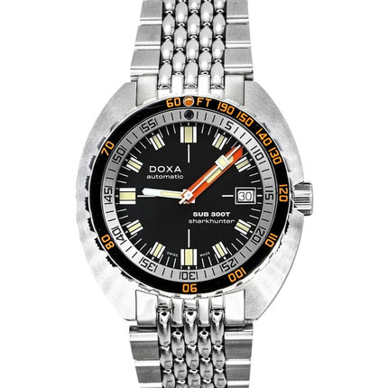 Doxa SUB 300T Sharkhunter Rustfrit Stål Sort Skive Automatisk Dykkerur 840.10.101.10 1200M Herreur Med Ekstra Rem