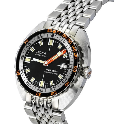 Doxa SUB 300T Sharkhunter Rustfrit Stål Sort Skive Automatisk Dykkerur 840.10.101.10 1200M Herreur Med Ekstra Rem