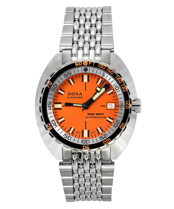 Doxa SUB 300T Aristera Professionel Orange Skive Automatisk Dykkerur 840.10.351.10 1200M Herreur Med Ekstra Rem