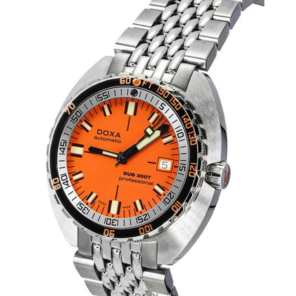 Doxa SUB 300T Aristera Professionel Orange Skive Automatisk Dykkerur 840.10.351.10 1200M Herreur Med Ekstra Rem