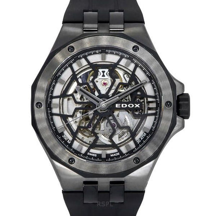 Edox Delfin The Original Mecano Rubber Strap Skeleton Black Dial Automatic Diver&#39,s 85303 357GN NGN 200M herreur