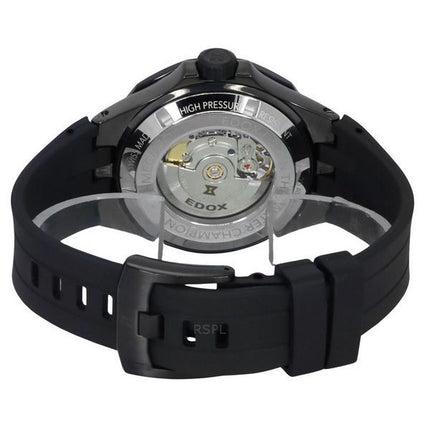Edox Delfin The Original Mecano Rubber Strap Skeleton Black Dial Automatic Diver&#39,s 85303 357GN NGN 200M herreur