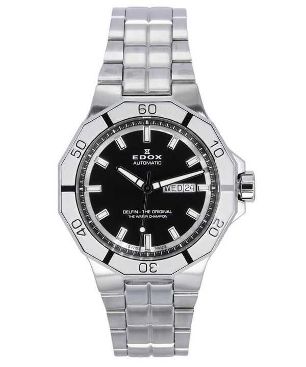 Edox Delfin The Original Day Date Black Dial Automatic Diver's 88008 3M NIN 200M herreur
