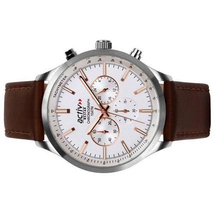 Westar Activ Chronograph læderrem Silver Dial Quartz 90243STN627 100M herreur