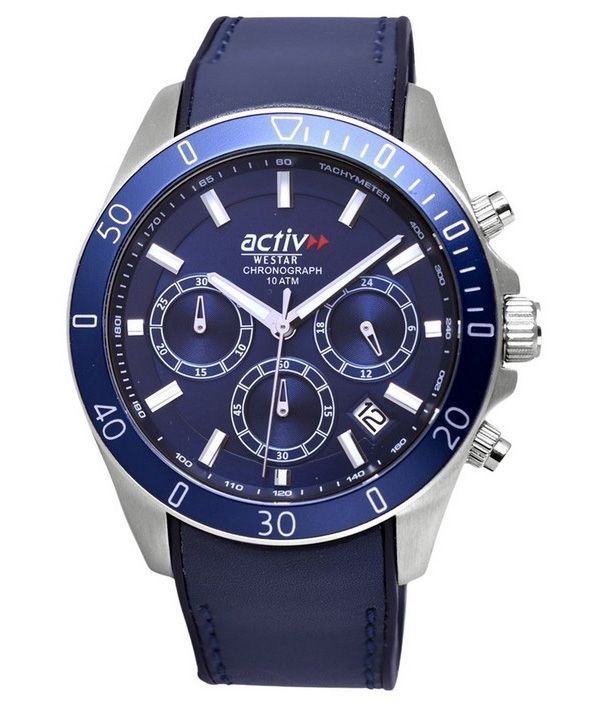Westar Activ Chronograph Læderrem Blue Dial Quartz 90245STN144 100M herreur