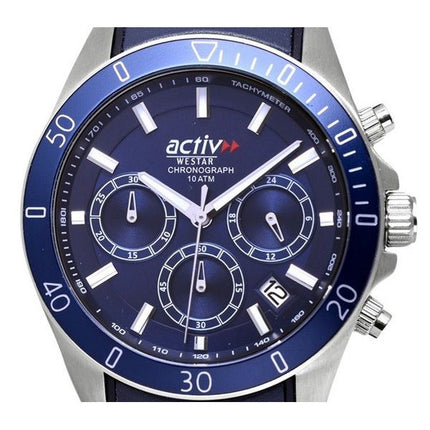 Westar Activ Chronograph Læderrem Blue Dial Quartz 90245STN144 100M herreur