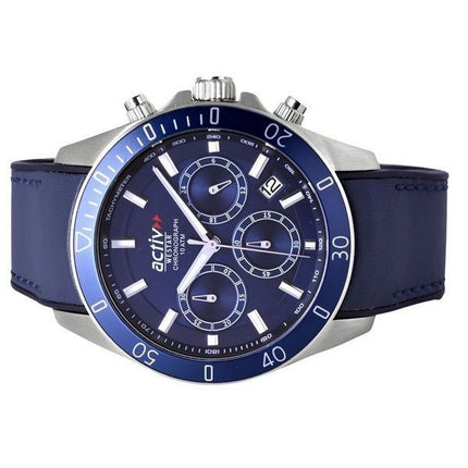 Westar Activ Chronograph Læderrem Blue Dial Quartz 90245STN144 100M herreur