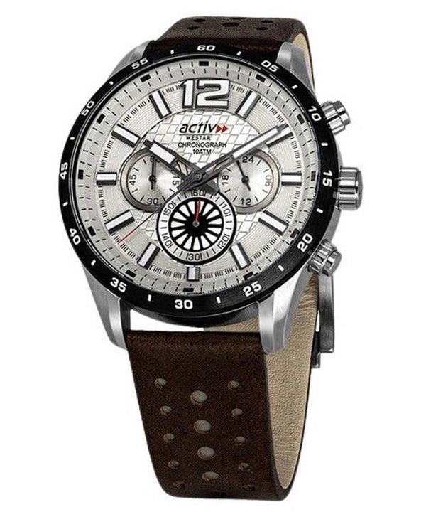 Westar Activ Chronograph Læderrem Brun Urskive Quartz 90249SBN127 100M herreur